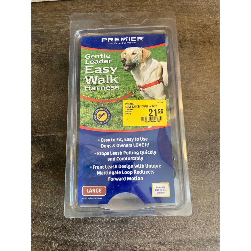 Premier Gentle Leader Easy Walk Harness Large Black No Pull Dog Training EWH-HC-
